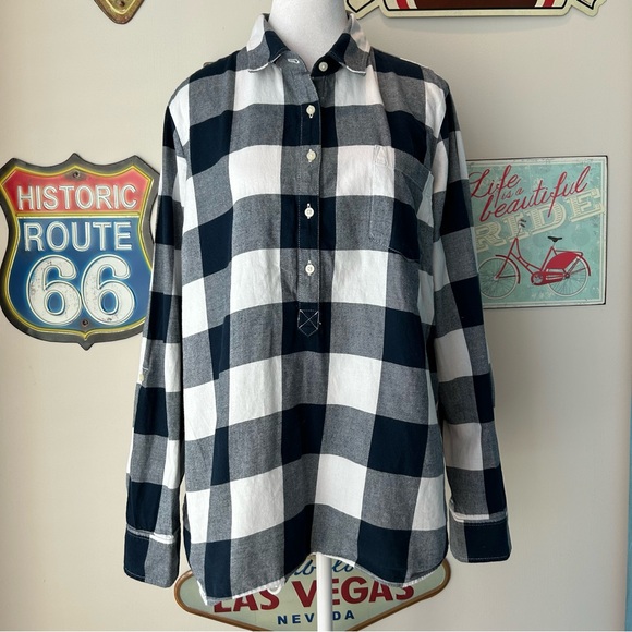 Tommy Hilfiger Buffalo Plaid Button Up Tunic Top - Picture 1 of 7